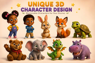 design 3d book illustration charachter and story book illustration