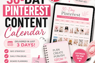 create a 30 day pinterest content schedule in 3 days