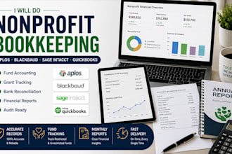 do bookkeeping for US nonprofits using aplos, blackbaud or sage intacct with qb