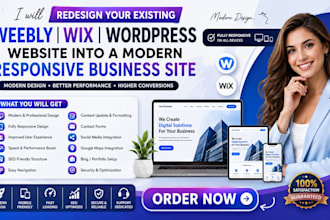 redesign existing weekly wix wordpress website modern responsive business sites