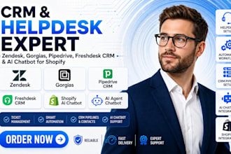 setup zendesk gorgias pipedrive freshdesk CRM support ai agent chatbot shopify