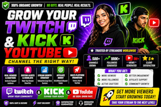 promote your youtube, twitch and kick channel for organic growth and engagements
