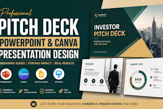 professional pitch deck, powerpoint  canva presentation
