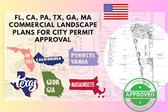 fl, ca, pa, tx, ga, ma commercial landscape plans for city permit approval