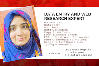 be your data entry and web research expert