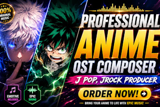 compose a catchy anime ost and jpop, jrock anime soundtrack