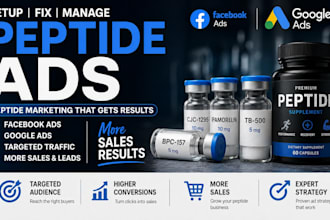setup fix peptide ads peptide marketing facebook ads google ads supplement sales