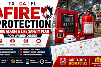 tx ca fl fire protection fire alarm  life safety plan for warehouses
