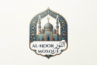 design a beautiful mosque logo with elegant islamic style