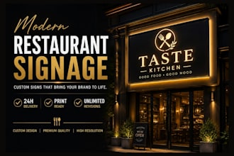design professional restaurant signage menu board, digital menu and menu