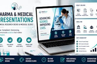 design pharm presentation, clinical research deck and medical slides