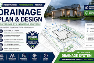 design a drainage plan, site drainage and grading design to prevent flooding