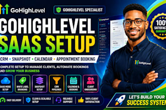 set up gohighlevel saas, CRM, snapshot, calendar and appointment booking