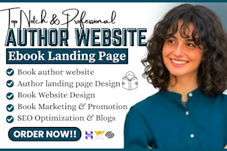 design ebook landing page author landing page book author website book website