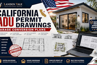 create california adu permit drawings and garage conversion plans