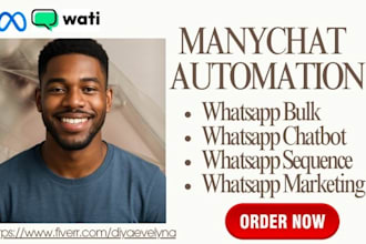 setup manychat automation, whatsapp bulk chatbot, sequence and marketing mass dm