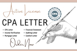 prepare CPA profit loss, US CPA loan letter financial audit, income verification