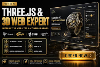 create 3d interactive website with threejs, gsap, webgl and 3d product configura