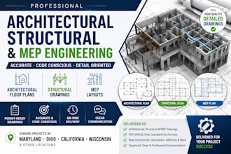 mep engineer plan structural drawings architectural plan in maryland ohio ca wi