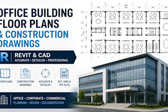 design office building floor plans construction drawing in revit