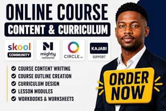 create online course content curriculum workbook and skool course creation