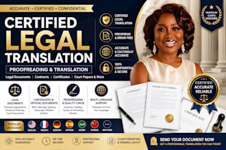 provide certified legal translation  proofread, translation legal documents