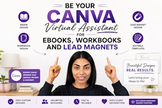 be your canva virtual assistant for ebooks workbooks and lead magnets canva VA