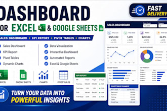 create excel dashboard, google sheets dashboard, sales dashboard and KPI