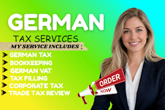 do german tax filing, vat return, bookkeeping, income tax and corporate tax