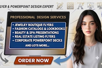 design flyer and powerpoint for jewelry boutique fashion beauty real estate