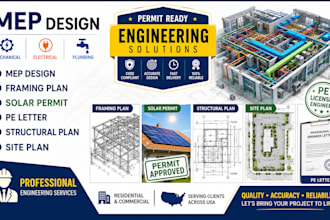 mep design, framing plan, solar permit, pe letter, structural plan site plan