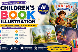 illustrate children book illustration, picture book design and ai storybook art