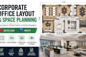 create corporate office layout space plannning and architectural plans