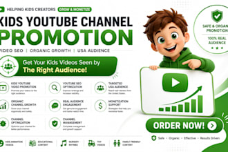 monetize kids video youtube channel video seo organic promotion to usa audiences