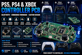 design ps5, ps4, xbox game controller pcb with bluetooth and embedded firmware
