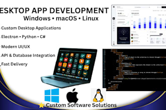 develop desktop application using electron, python for windows, macos, and linux
