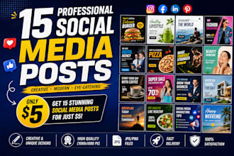 create 15 eye catching social media post designs