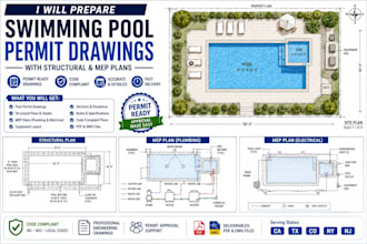 prepare swimming pool permit drawings with structural and mep plans