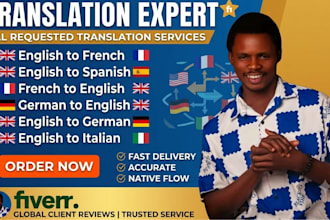 do a perfect english to french translation and english to italian translation