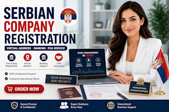 register serbian company with virtual address, banking and poa service