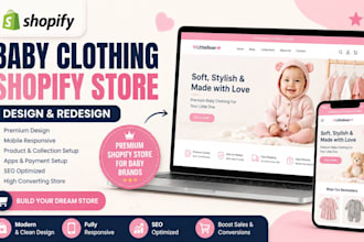 design baby clothing shopify store, baby clothing website, kids clothing store