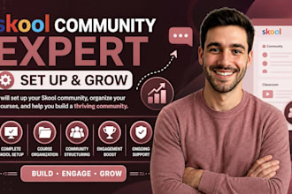 set up skool community, set up skool courses and manage community