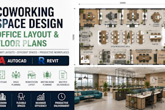 design coworking space office layout floor plans using autocad revit