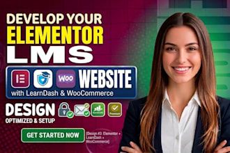 develop elementor lms website with learndash, skool and woocommerce integration
