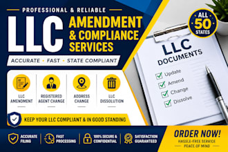 do llc amendment, llc registered agent change llc dissolution llc address change