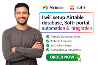 setup airtable database softr client portal crm automation and integration