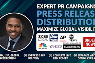 write film press release and do pr distribution to top news sites