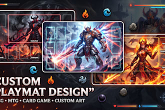 design custom mtg playmat, tcg, pokemon, yugioh, anime fantasy, deskmat