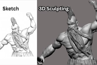 sculpt 3d character model from concept art sketch oc reference in blender