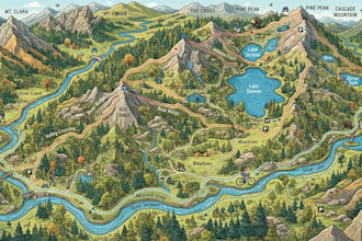 design an illustrated hiking cycling or trail map